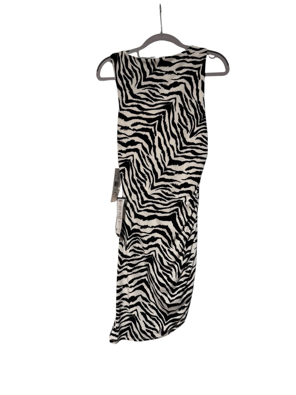 Sleeveless Zebra-Print Asymmetrical Dress in Black and White - Picture 3 of 3